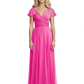 Mother of the Bride Dress Cap Sleeves and V-Neckline with Embroidered Lace Shoulders