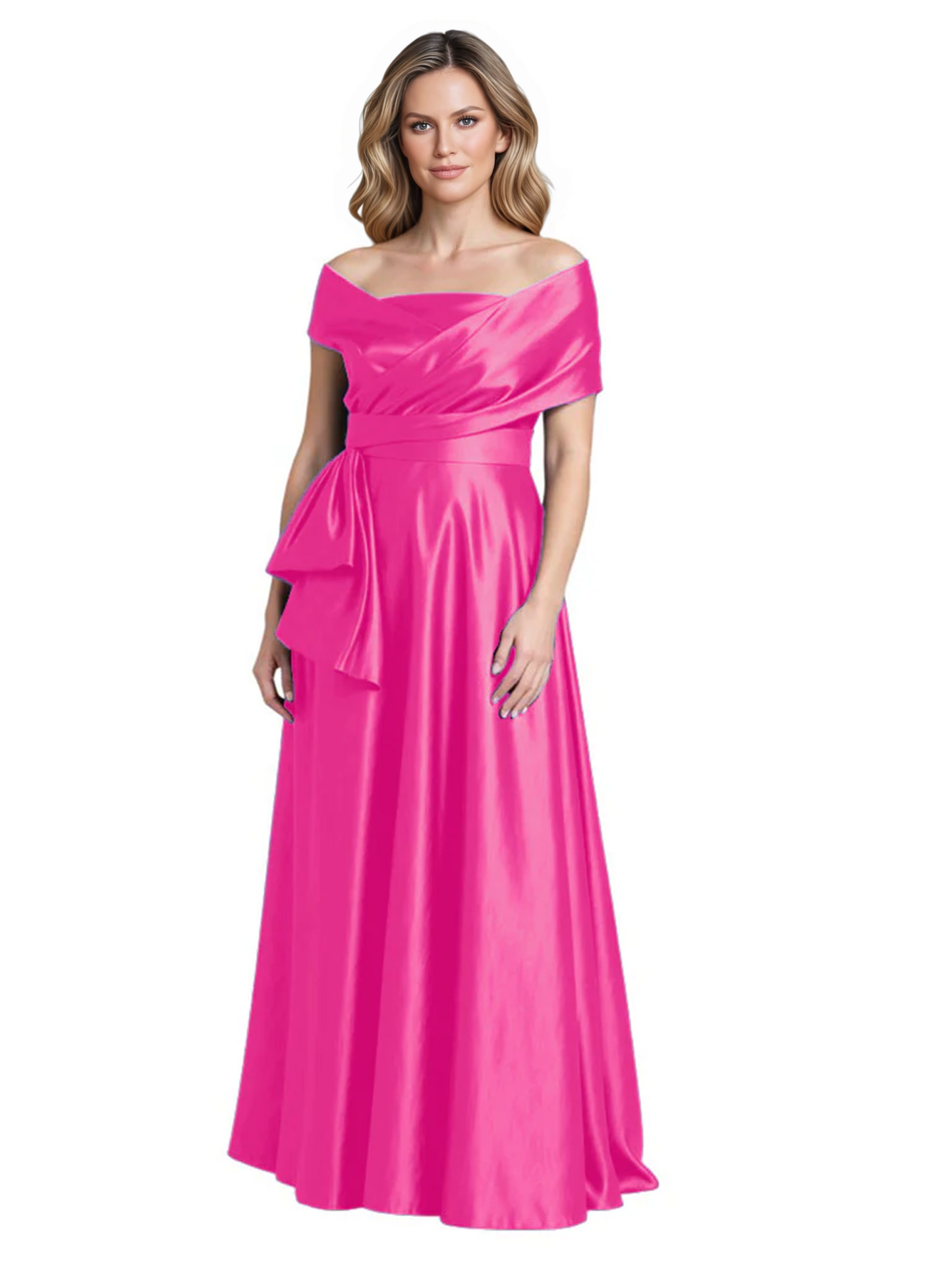 Formal Floor-Length Mother of the Bride Gown Sleeveless Satin Maxi Dress with Drape
