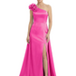 One Shoulder Mother of the Bride Dress with 3D Floral Detail Formal Dress A-Line Gowns with Slit