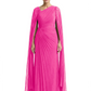 Elegant Asymmetric Neck Long A-Line Chiffon Mother of the Brides Dresses Mom Outfit with Cape