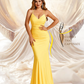 Sexy Jersey Spaghetti Straps Bridesmaid Dresses V-neck Mermaid Criss-cross Back Floor Length