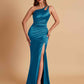 Sexy Soft Satin Mermaid One Shoulder Floor-Length Mermaid Bridesmaid Dresses