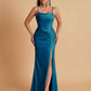 Gorgeous Spaghetti Straps Soft Satin Side Slit Floor-Length Mermaid Bridesmaid Dresses