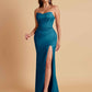 Sexy Strapless Soft Satin Side Slit Floor-Length Mermaid Bridesmaid Dresses