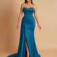 Elegant Soft Satin Sweetheart Strapless Side-Slit Mermaid Bridesmaid Dresses