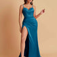 Simple Soft Satin Mermaid V-neck Floor-Length Mermaid Bridesmaid Dresses