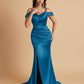 Sexy Soft Satin Mermaid Off Shoulder Side Slit Floor-Length Mermaid Bridesmaid Dresses