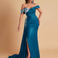 Elegant Soft Satin Mermaid Off Shoulder Floor-Length Mermaid Bridesmaid Dresses