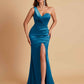 Gorgeous One Shoulder Soft Satin Side Slit Floor-Length Mermaid Bridesmaid Dresses