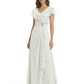 Elegant Mother of the Groom Dress Cascading Ruffle Chiffon Formal Gown Rhinestone