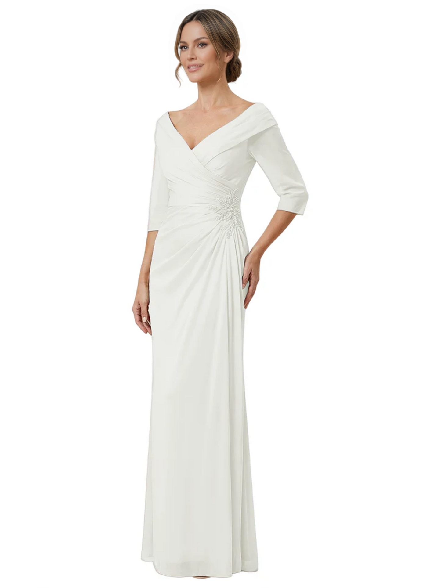 Elegant 3/4 Sleeve Mother of the Brides Dresses Mom Outfits Wedding Satin