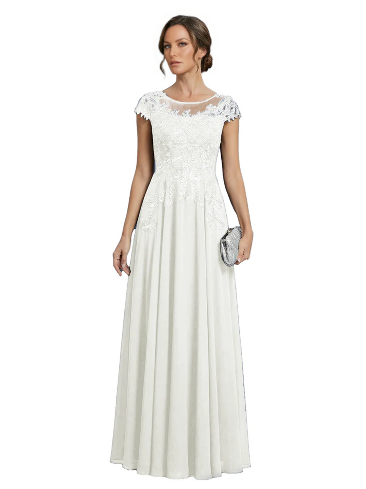Chic Long A-Line Chiffon Mother of the Brides Dresses Sequin Mom Outfits For Wedding