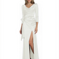 Elegant Evening Gowns Slit Trending Styles Satin Slit Formal Dress Cowl Neckline Gown Tie
