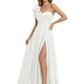 Elegant Mother of the Groom Dress A-Line Satin Formal Gown with High Slit Ruched Bodice