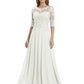 Illusion Neck Mother of the Bride Dress Half Sleeve Lace Applique Gowns Chiffon