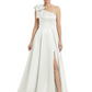 Luxury Bow Black Formal Dress One-Shoulder A-Line Gowns with Sexy Side Slit 2026