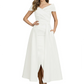 Formal Floor-Length Mother of the Bride Gown Satin Maxi Dress with Slit Off Shoulder