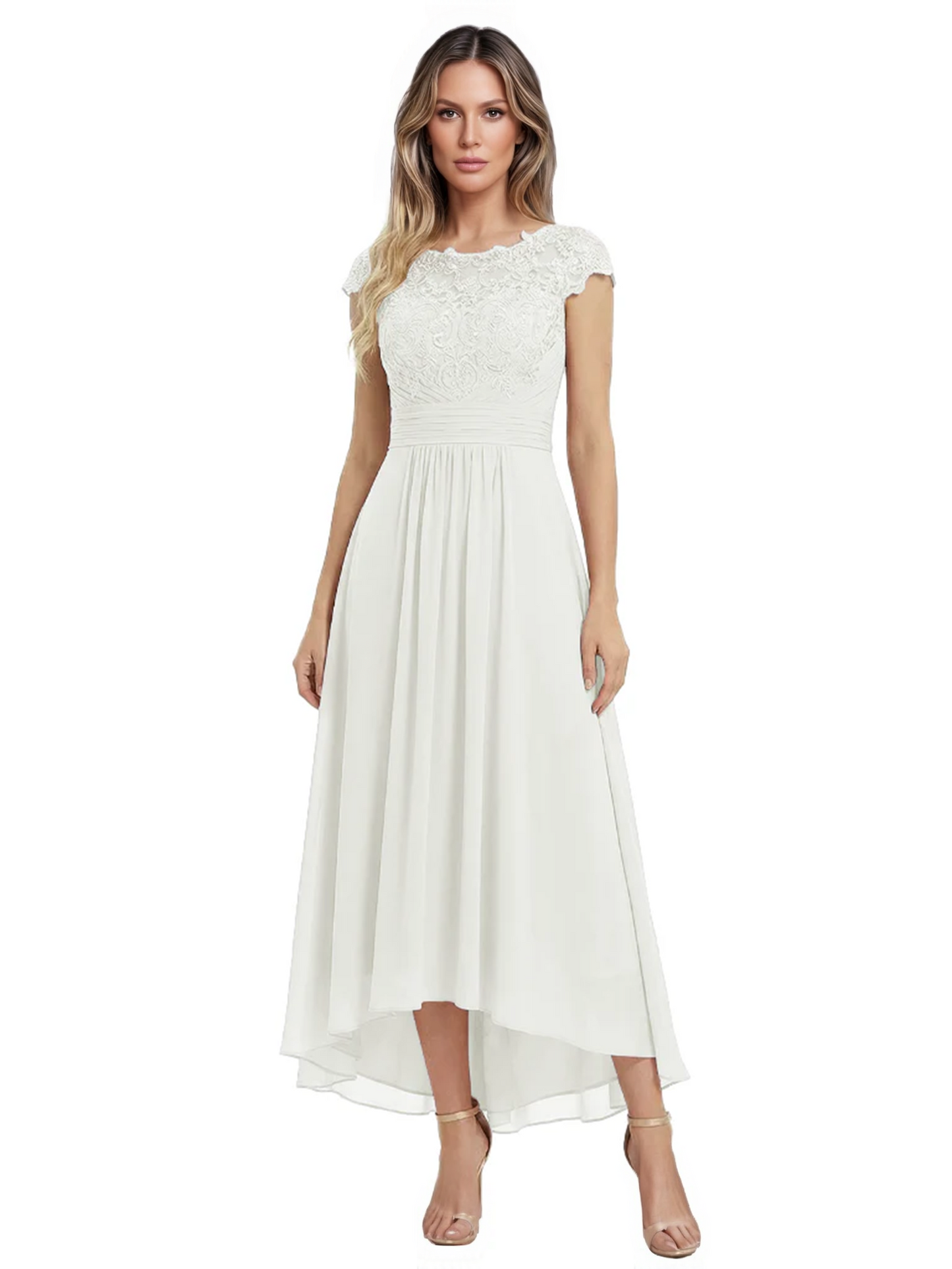 Elegant Evening Gown Trending 2026 Styles with Cap Sleeves High-Low Skirt