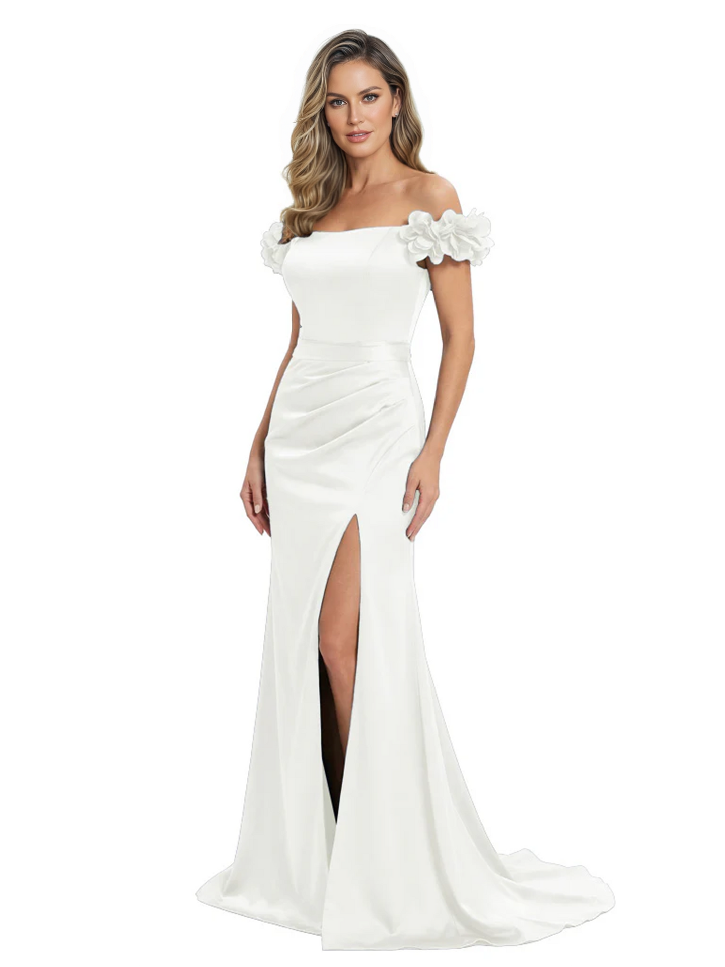 Elegant Mother of the Groom Dresses Mermaid Satin Formal Gown High Slit