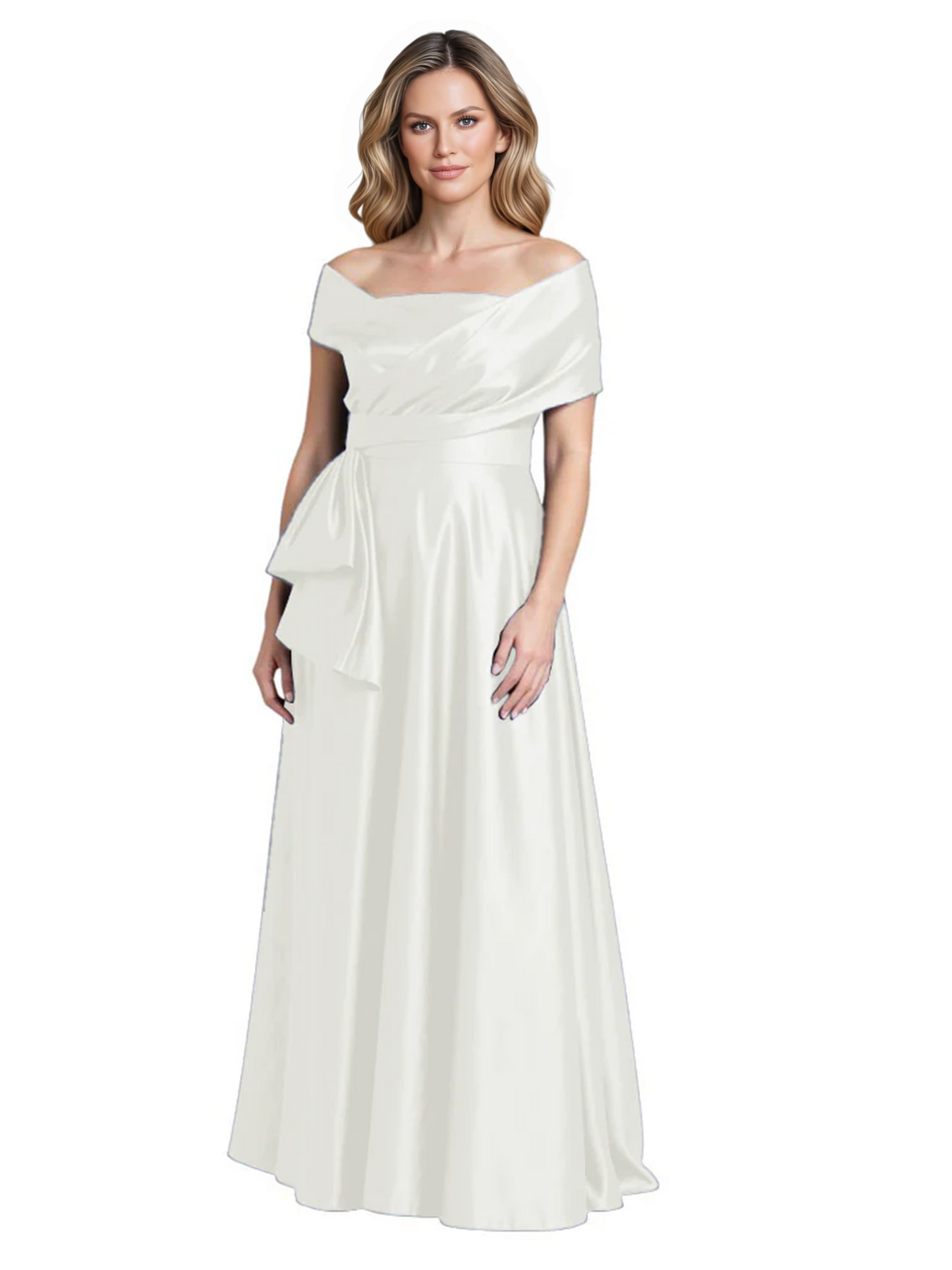 Formal Floor-Length Mother of the Bride Gown Sleeveless Satin Maxi Dress with Drape