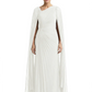 Elegant Asymmetric Neck Long A-Line Chiffon Mother of the Brides Dresses Mom Outfit with Cape