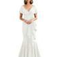 Satin Mother of the Bride Dress with Cascading Ruffles and Mermaid Tail V-Neck