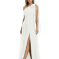 One-Shoulder Mother of the Bride Dress Chiffon Gown with Long Sash Detail