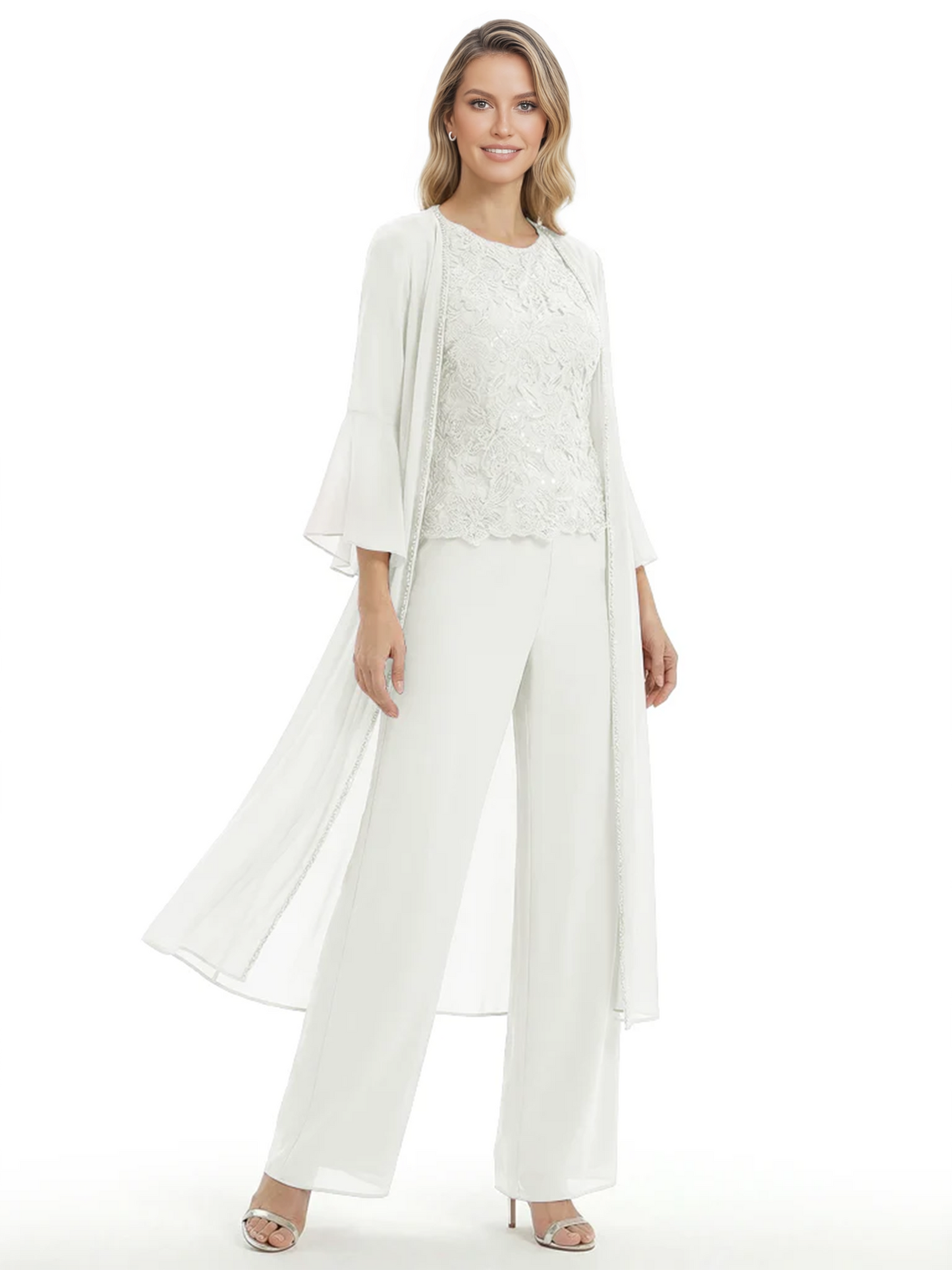 Elegant Pink 3-Piece Pant Set Trending 2026 Styles with Lace Wide-Leg Pants