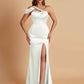 Elegant Soft Satin Sweetheart One Shoulder Side-Slit Mermaid Bridesmaid Dresses