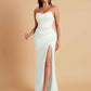 Sexy Strapless Soft Satin Side Slit Floor-Length Mermaid Bridesmaid Dresses