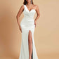 Gorgeous One Shoulder Soft Satin Side Slit Floor-Length Mermaid Bridesmaid Dresses