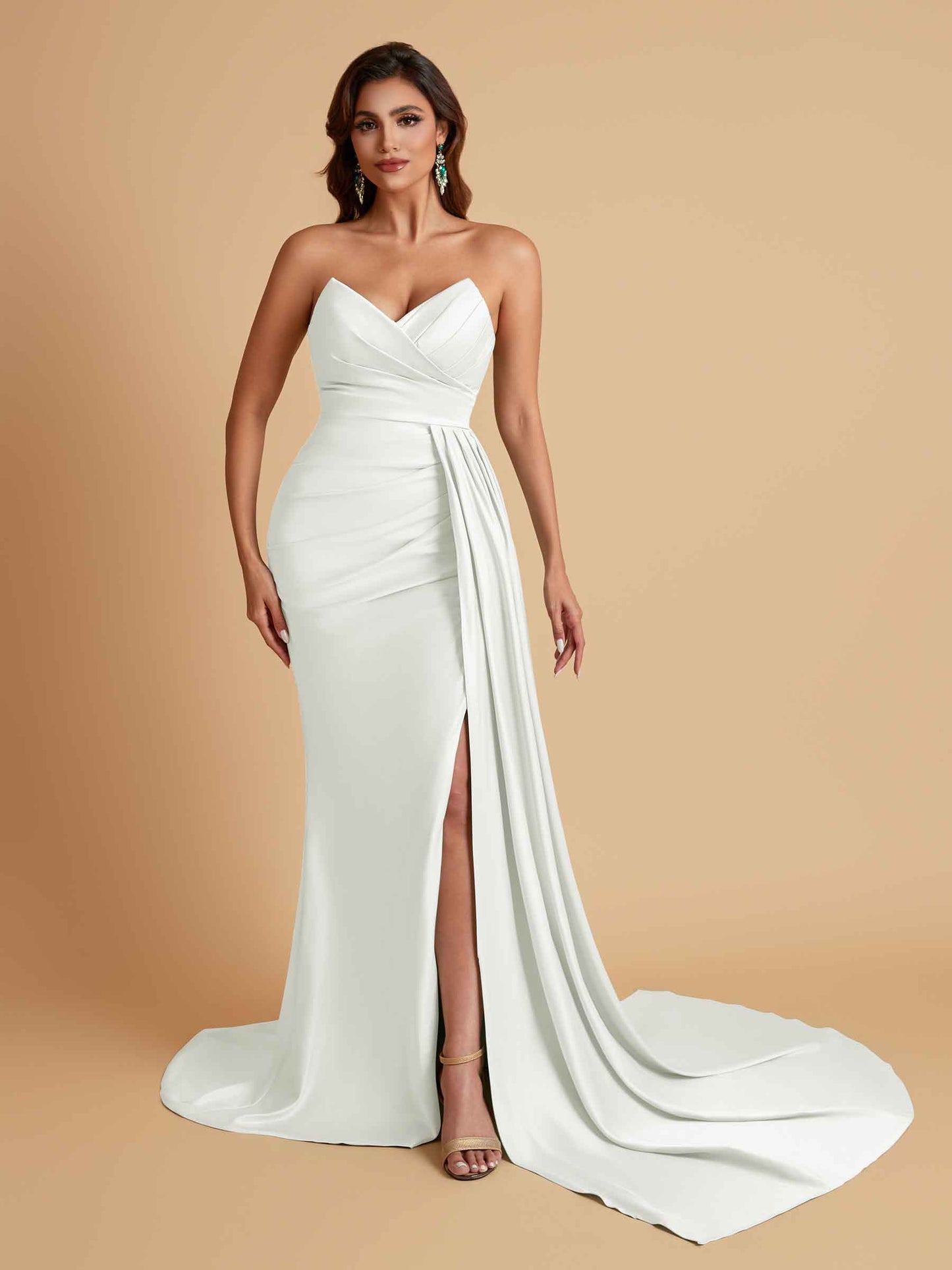 Sexy Soft Satin Mermaid V-neck Floor-Length Mermaid Bridesmaid Dresses