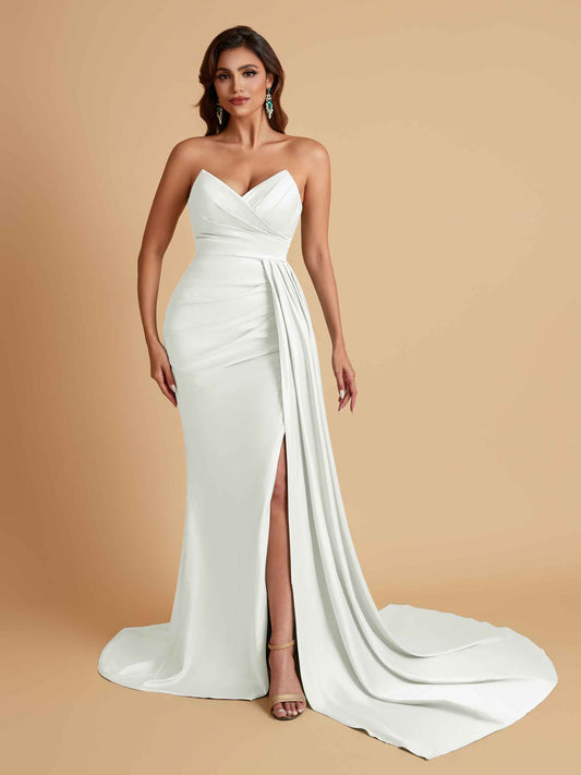 Sexy Soft Satin Mermaid V-neck Floor-Length Mermaid Bridesmaid Dresses