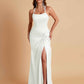 Gorgeous Square Criss Cross Soft Satin Side Slit Floor-Length Mermaid Bridesmaid Dresses