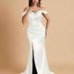 Sexy Soft Satin Mermaid Off Shoulder Side Slit Floor-Length Mermaid Bridesmaid Dresses