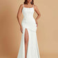 Sexy Soft Satin Mermaid Spaghetti Straps Side Slit Floor-Length Bridesmaid Dresses