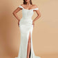 Sexy Soft Satin V-neck Off-the-shoulder Strapless Side-Slit Mermaid Bridesmaid Dresses
