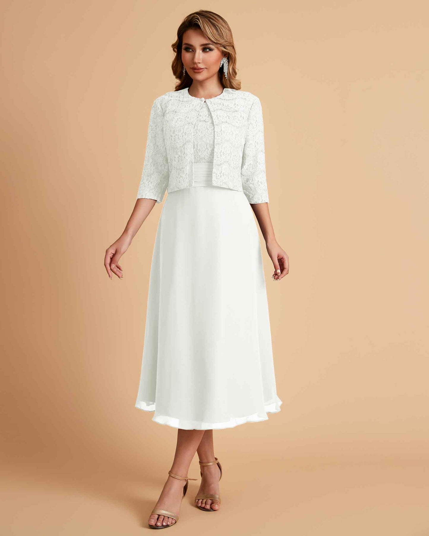 Elegant A-line Bateau Sleeveless Tea Length Mother of the Brides Dresses Online
