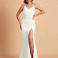 Sexy Satin V-neck Side Slit Mermaid Floor Length Bridesmaid Dresses