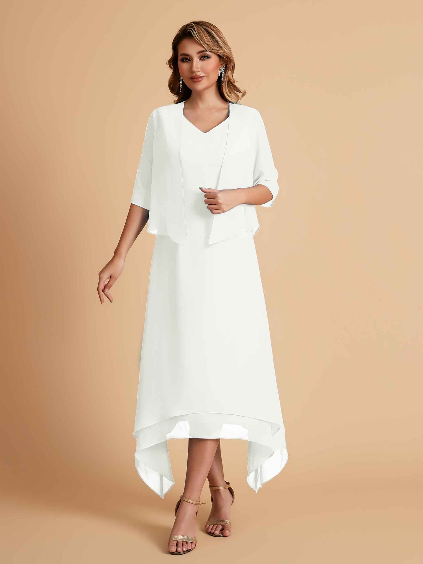 Elegant A-line Chiffon Short Sleeves Mother of the Brides Dresses Online