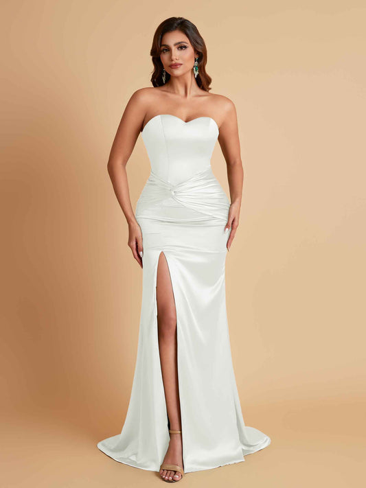 Sexy Soft Satin Mermaid Sweetheart Floor-Length Mermaid Bridesmaid Dresses