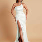 Gorgeous Strapless Soft Satin Side Slit Floor-Length Mermaid Bridesmaid Dresses