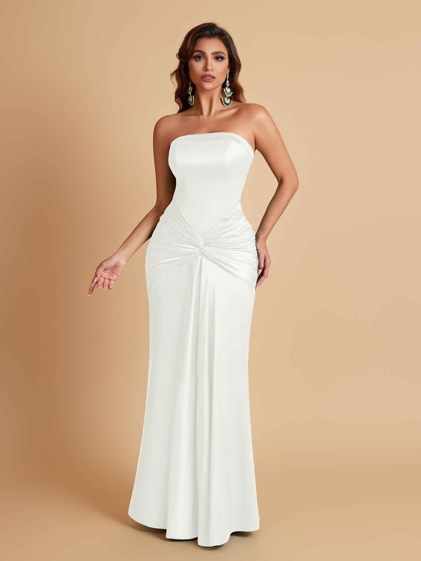 Sexy Soft Satin Mermaid Strapless Floor-Length Mermaid Bridesmaid Dresses