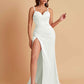 Simple Soft Satin Mermaid V-neck Floor-Length Mermaid Bridesmaid Dresses