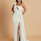 Gorgeous One Shoulder Bow Knot Soft Satin Side Slit Floor-Length Mermaid Bridesmaid Dresses