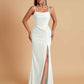 Gorgeous Spaghetti Straps Soft Satin Side Slit Floor-Length Mermaid Bridesmaid Dresses