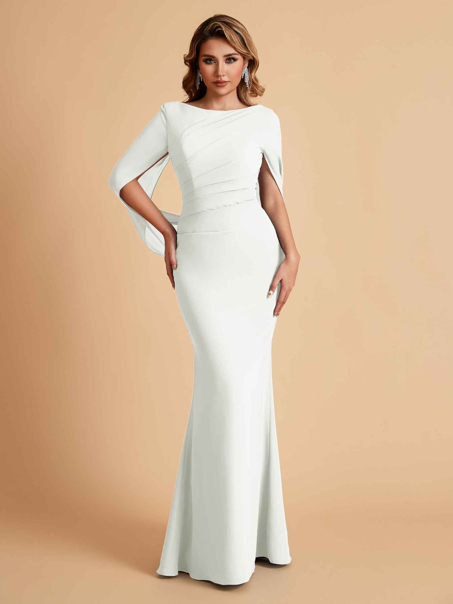 Elegant Mermaid Chiffon Half Sleeves Jewel Mother of the Brides Dresses Online