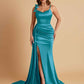 Elegant Soft Satin Mermaid Bowknot Floor-Length Mermaid Bridesmaid Dresses