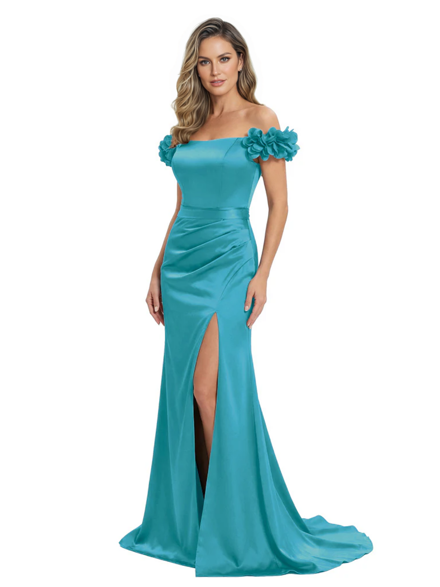 Elegant Mother of the Groom Dresses Mermaid Satin Formal Gown High Slit