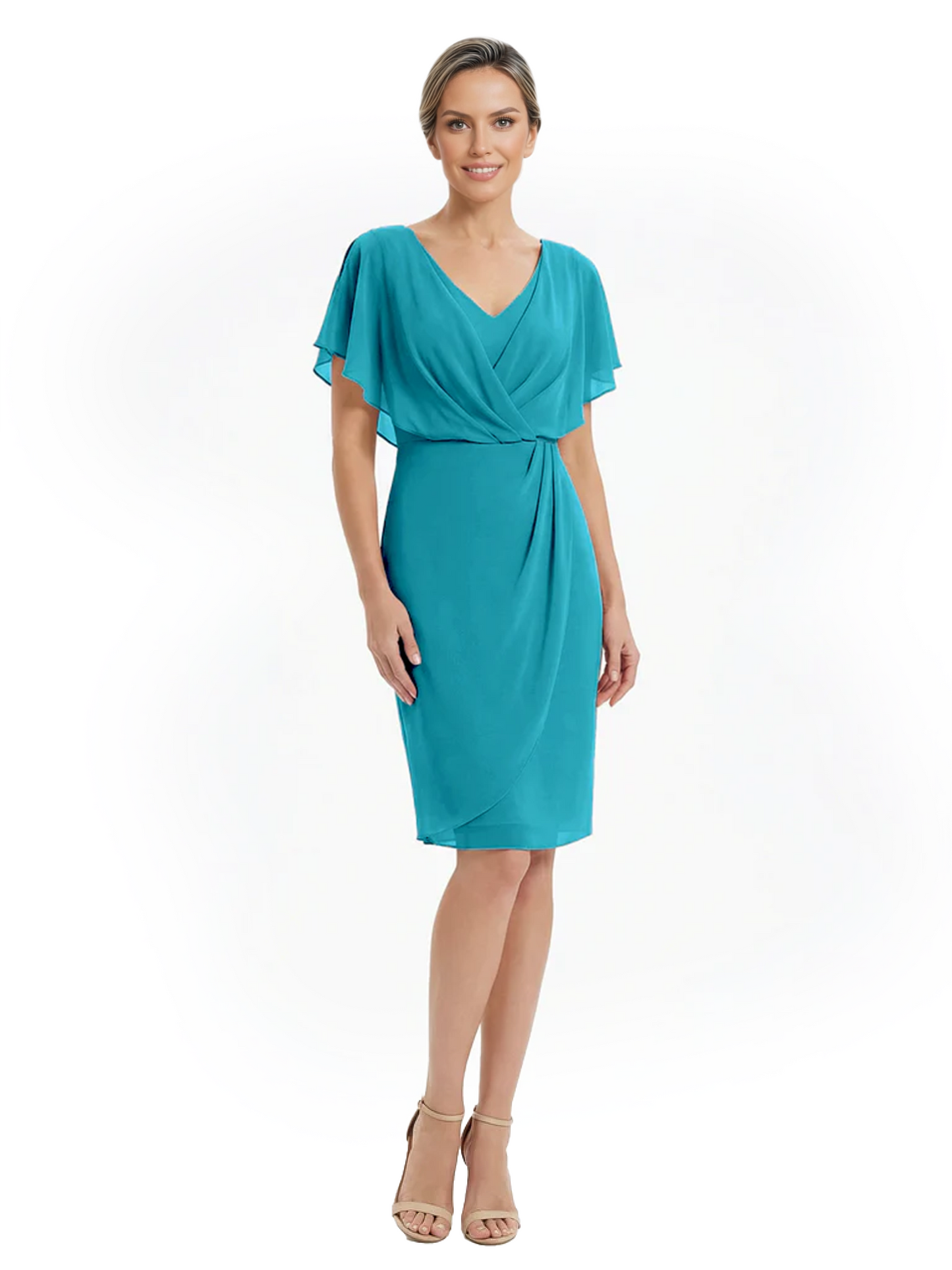 Chic Knee-Length Mother of Bride Formal Dress Slimming Chiffon Styles for Wedding Guest